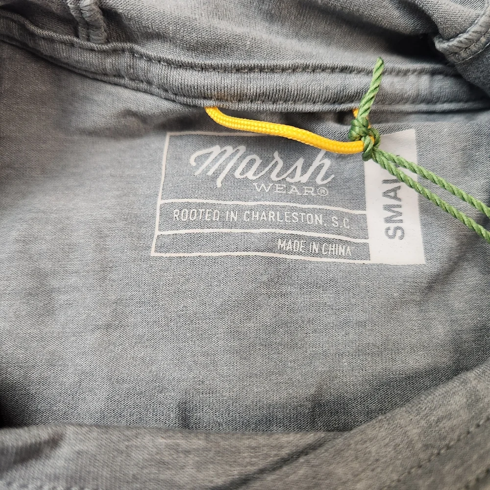 Marsh Wear UPF 40 Gray Hooded Long Sleeve Shirt with Fish Graphic Womens Small - Picture 7 of 8